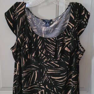 Chaps Black & Brown Print Top & Skirt Set Misses Size XL
